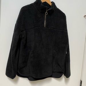 Time and Tru black fleece zip front jacket, Size 12/14.